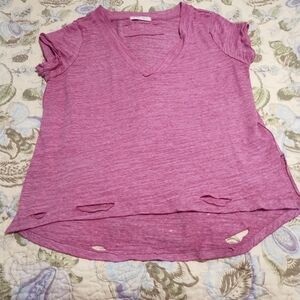 We The Free Women's Pink V-Neck Short Sleeve Top